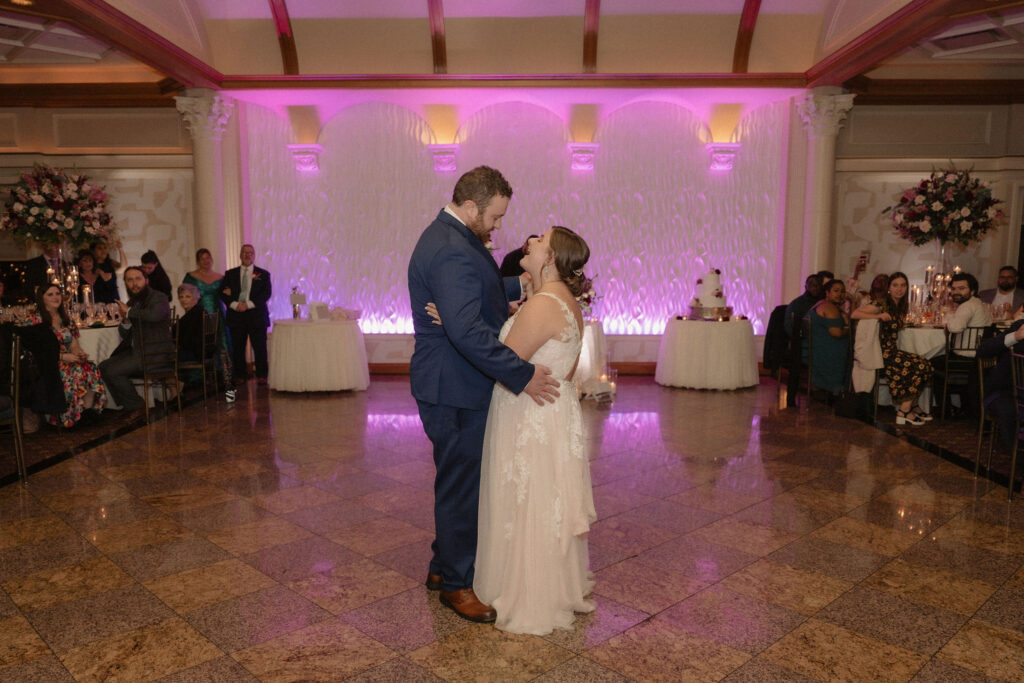 Bride and Groom's first dance for wedding at giovannis waters edge wedding