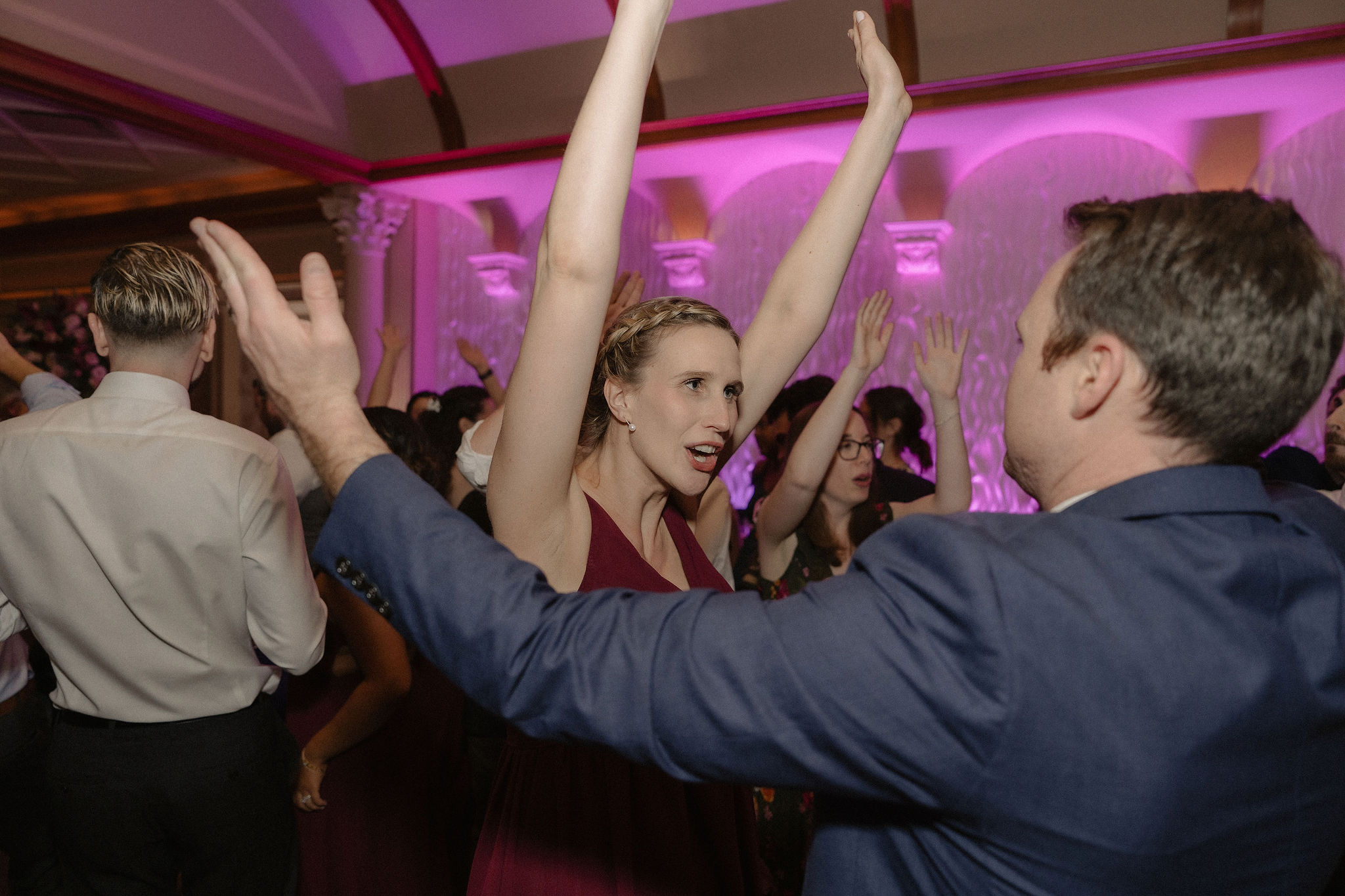 wedding reception at giovanni waters edge bridesmaid dancing