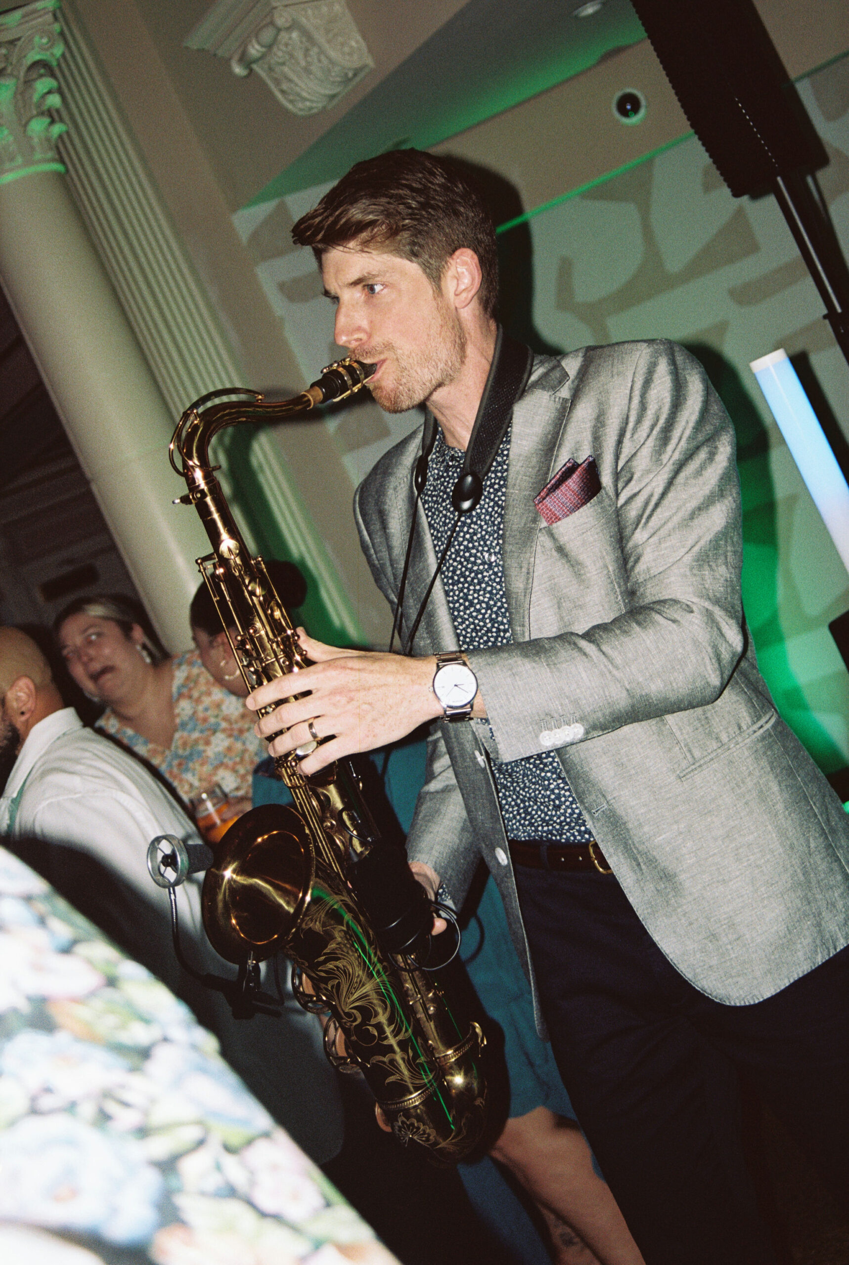 sax player at wedding reception at giovanni waters edge