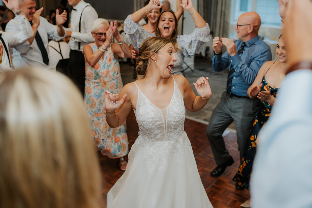 Waters Edge Wedding Venue, Westbrook CT bride on dance floor