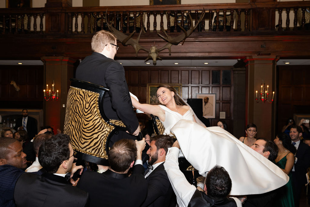 Hora with bride and groom at harvard club nyc wedding