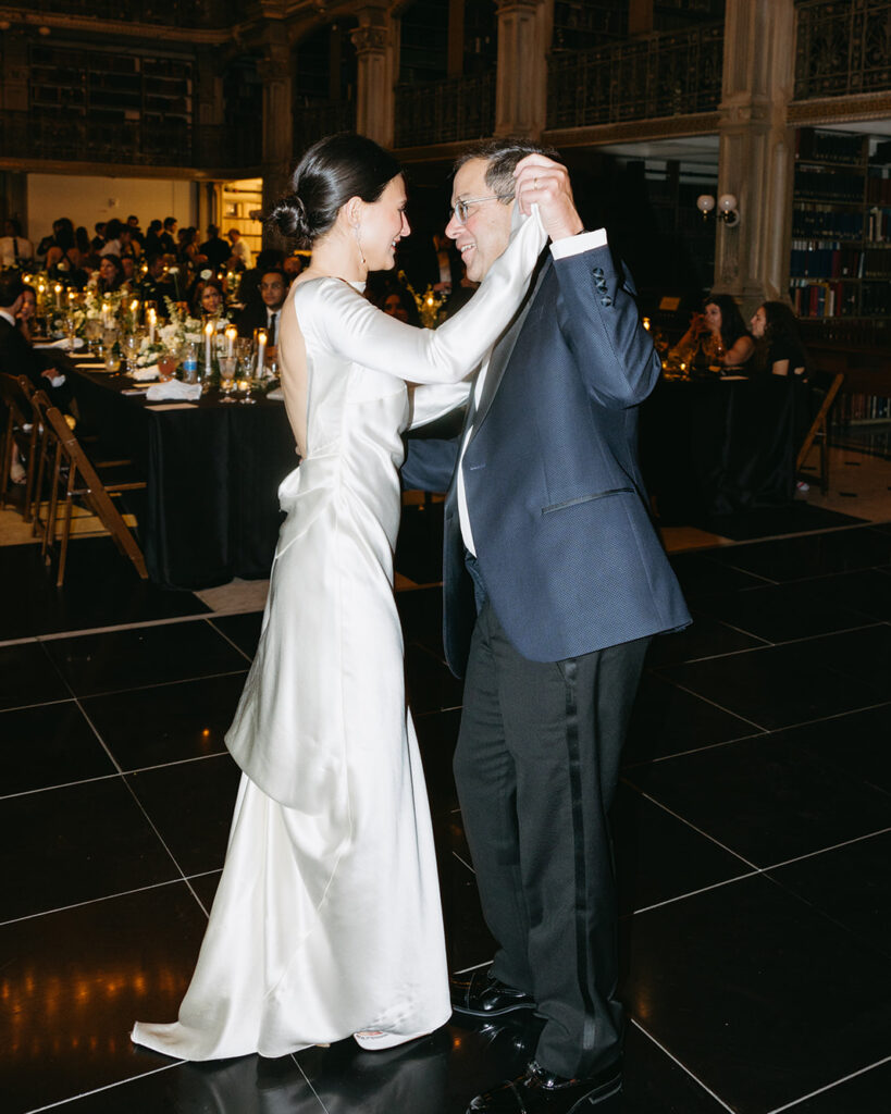 father daughter dance at george peabody library wedding