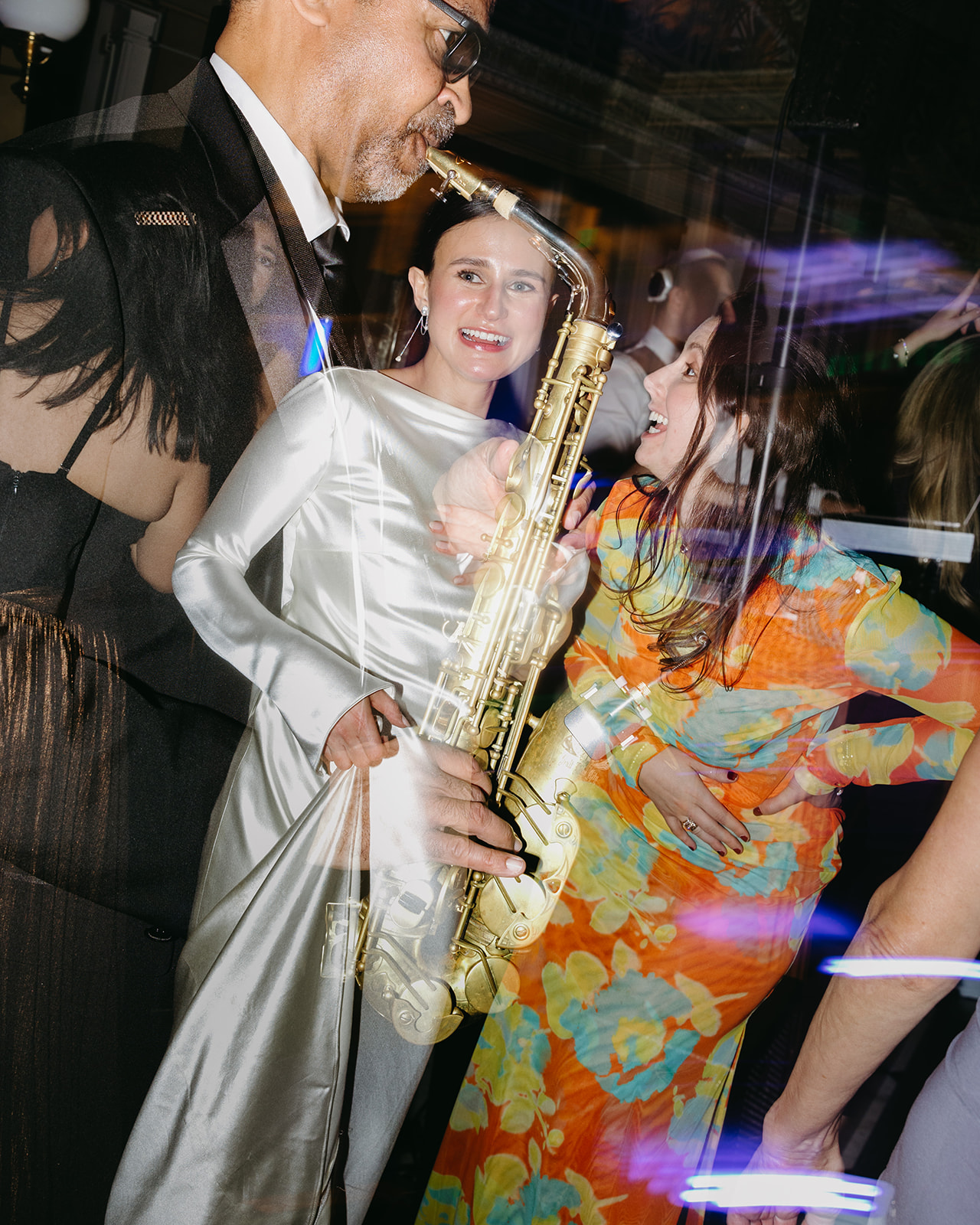 george peabody library wedding saxophone player with bride