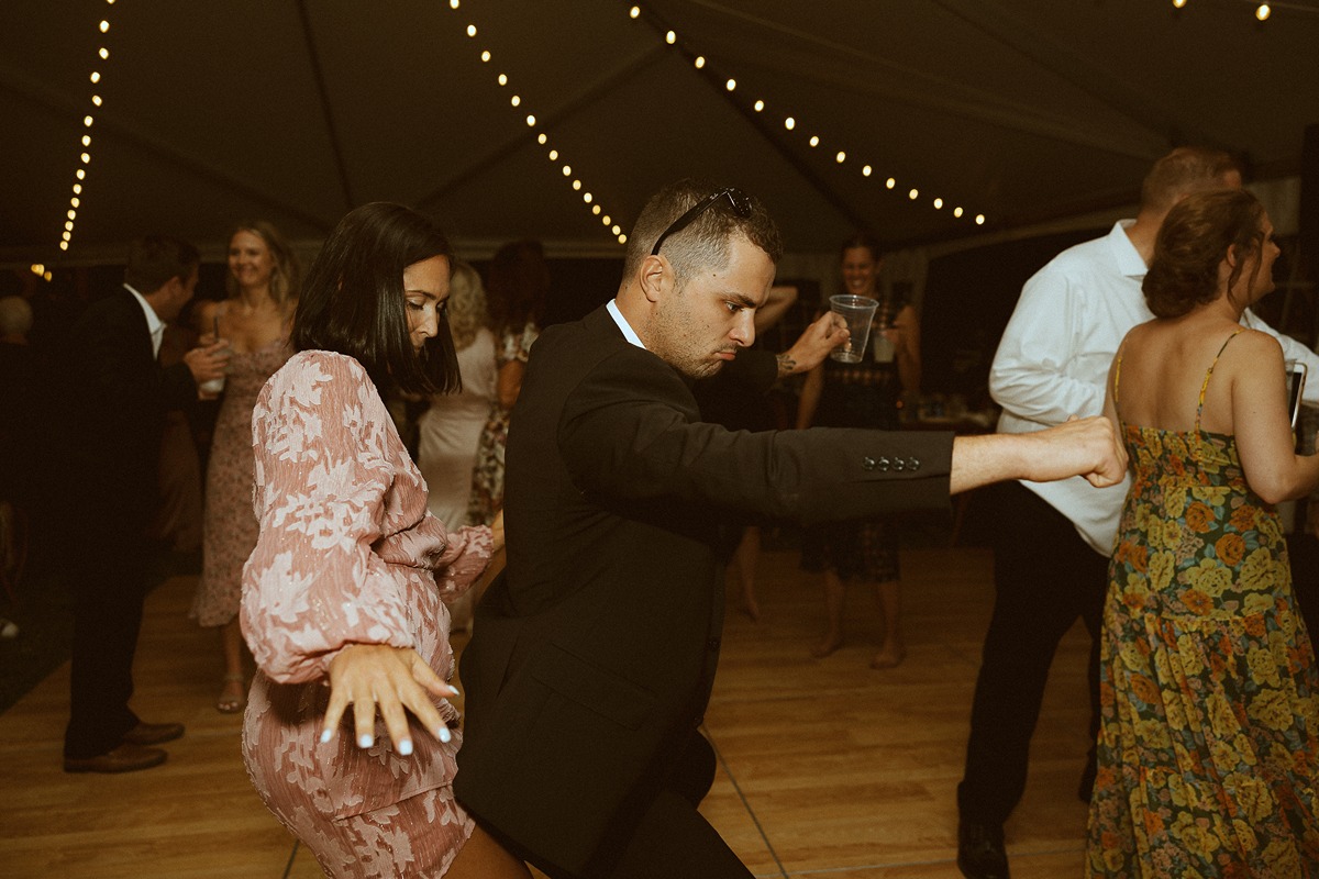 couple on dance floor at wedding