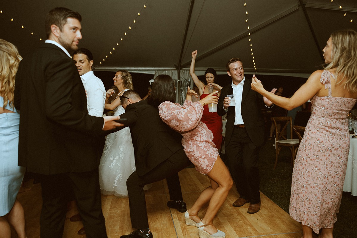 people dancing at private residence wedding reception