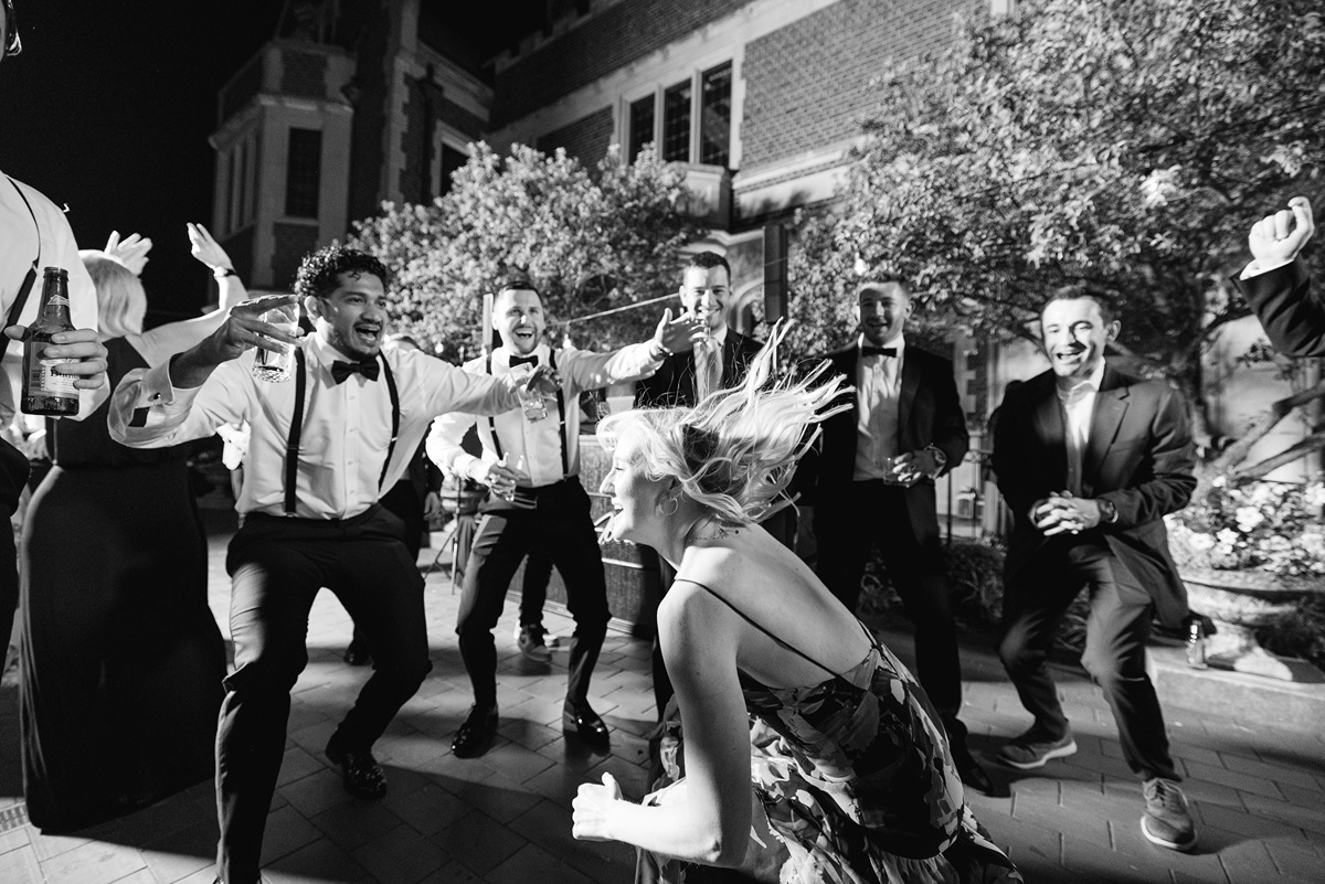 dance off on outdoor wedding reception